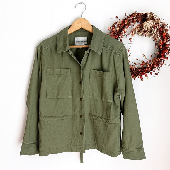 Lucky Brand Jackets & Blazers - Lucky Brand Womens Utility Shacket Snap Button Spread Collar SMALL in Green